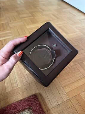 WOLF Brown Leather Watch Winder Display Case